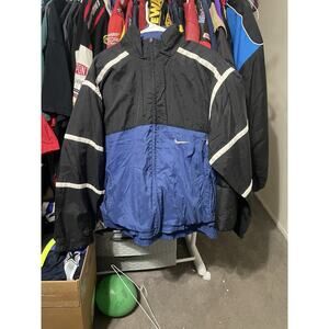 Size M- VTG 80-90’s Nike Mens Windbreaker Jacket Zip Black White Blue